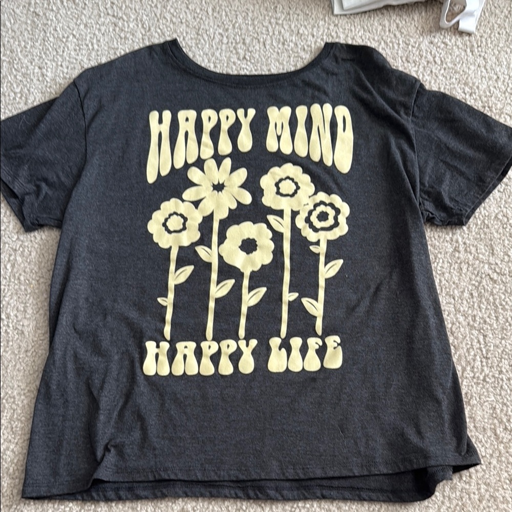 Modern Lux Gray and Yellow Short Sleeve Tee Happy Mind Happy Life